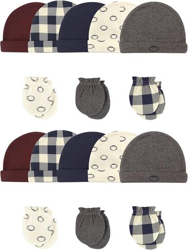 Hudson Baby Baby Cotton Cap and Scratch Mitten Bundle Set in Kuwait