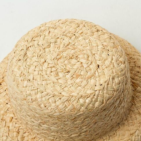 Straw Hat for Girls Sun Protective Flat Top Hat with Lace-up Strap Breathable Wide Brim Sun Toddler Girl Panama Hat Grass in Kuwait