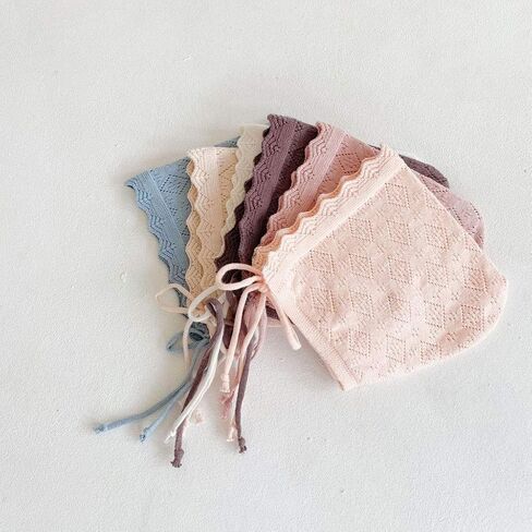 Baby Girls Hats Cotton Solid Color Baby Hats & Caps for 0-24 Months Newborn Baby Knitted Hat with Ruffle Flower Blue, Blue, 30*20.5*1cm in Kuwait