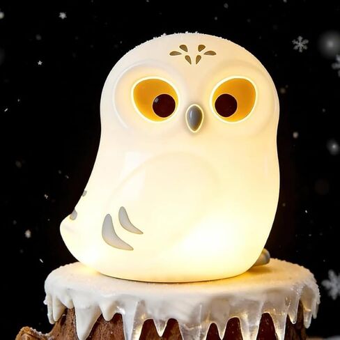Cute White Owl Night Light for Kids, Squishy Lamp Owl Gifts, Rechargeable Dimmable LED Bird Nightlight, Nursery College Dorm Décor, Funny Foldable Box to Display House, Safe Silicone Baby Toy in Kuwait