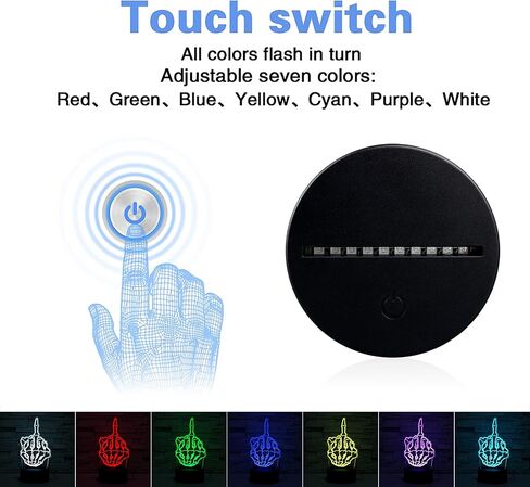 3D Illusion Night Light Desk Lamp, 7 Colors Auto Gradual Changing USB Powered LED Lights with Touch Switch for Kids Gifts Home Decoration (Black Base) in Kuwait