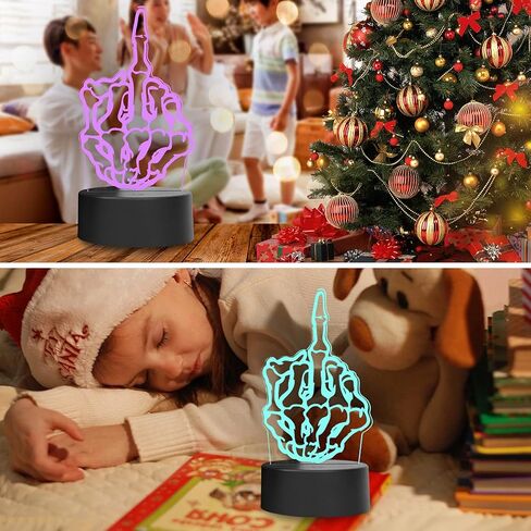 3D Illusion Night Light Desk Lamp, 7 Colors Auto Gradual Changing USB Powered LED Lights with Touch Switch for Kids Gifts Home Decoration (Black Base) in Kuwait