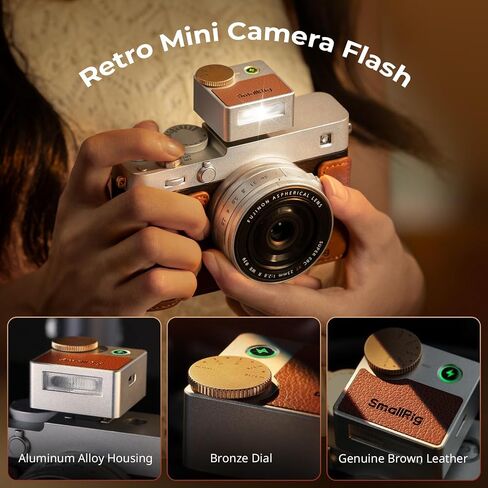 SmallRig RS-R20 Mini Camera Flash for Fuji X100 for Ricoh GR for Nikon for Sony, Alumium Manual Speedlite GN8-10, 5 Levels 1/1-1/16, 700 Full Power Flashes, 0.1-4s Recycle/6500K/400mAh Battery -5882 in Kuwait