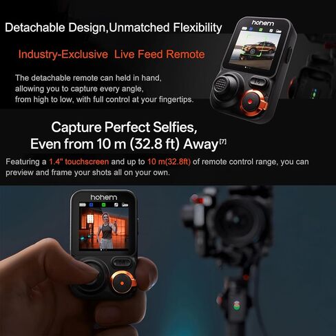 hohem iSteady MT3 PRO KIT w/Spot Mini Motor & Twist Handle, Gimbal Stabilizer for Cameras Canon Sony Panasonic Nikon Fujifilm GoPro Smartphone, 2.5kg(5.51lbs) Payload, AI Tracking, Detachable Remote in Kuwait