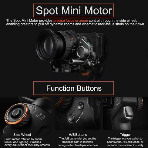 hohem iSteady MT3 PRO KIT w/Spot Mini Motor & Twist Handle, Gimbal Stabilizer for Cameras Canon Sony Panasonic Nikon Fujifilm GoPro Smartphone, 2.5kg(5.51lbs) Payload, AI Tracking, Detachable Remote in Kuwait