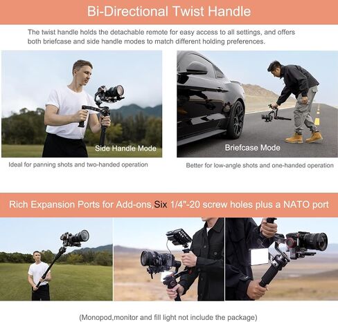 hohem iSteady MT3 PRO KIT w/Spot Mini Motor & Twist Handle, Gimbal Stabilizer for Cameras Canon Sony Panasonic Nikon Fujifilm GoPro Smartphone, 2.5kg(5.51lbs) Payload, AI Tracking, Detachable Remote in Kuwait