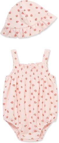 Little Me Clothes for Baby Girls' Terry Bubble Romper and Hat Set in Kuwait