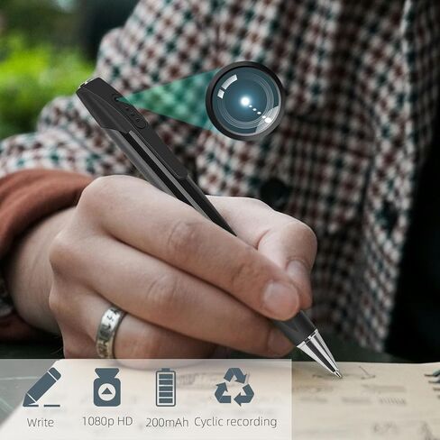 HD 1080P Mini Body Camera Pen with 32GB，No WiFi Needed No Audio | One-Button Control Nanny Cam with Video & Photos,70-Minutes Battery,Suitable for Indoor and Outdoor Security and Recording in Kuwait