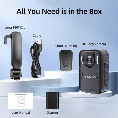 CAMMHD H4 1920P Body Camera, 32G Body Worn Camera, 3000mAh Battery Work 8-10Hours, Night Vision Police Cam for Law Enforcement, Security Guard in Kuwait