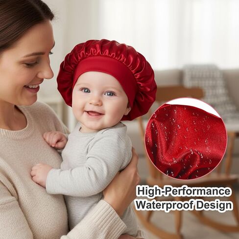 3Pcs Satin Bonnets for Baby, Kids Bonnets for Girls, Satin Silk Hair Bonnet for Sleeping, Silk Sleep Cap for Baby Girls and Boys, Soft Wide Band Sleep Cap for Curly Hair Braids for Teens Child Toddler in Kuwait