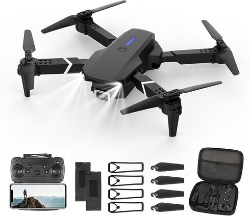 Mini Drone for Kids with 4K Dual Cameras Remote Control Toys Gifts for Boys Girls with Altitude Hold, Headless Mode, One key Return/Emergency Stop, 3D Flips 2 Batteries, Foldable RC Quadcopter in Kuwait