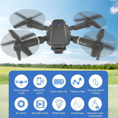 Mini Drone for Kids with 4K Dual Cameras Remote Control Toys Gifts for Boys Girls with Altitude Hold, Headless Mode, One key Return/Emergency Stop, 3D Flips 2 Batteries, Foldable RC Quadcopter in Kuwait