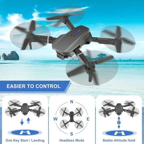 Mini Drone for Kids with 4K Dual Cameras Remote Control Toys Gifts for Boys Girls with Altitude Hold, Headless Mode, One key Return/Emergency Stop, 3D Flips 2 Batteries, Foldable RC Quadcopter in Kuwait