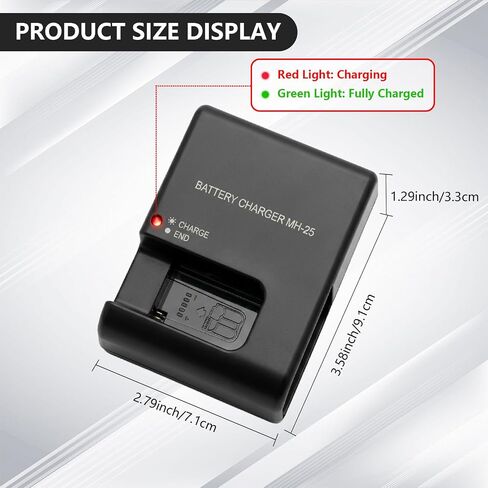 MH-25 EN-EL15 EN-EL15a EN-EL15b Battery Charger Compatible for Nikon D500 D600 D610 D750 D780 D800 D810 D810A D850 D7000 D7100 D7200 D7500 Coolpix Z1 Z5 Z6 Z6 II Z6 III Z7 Z7 II Z8 V1 1V1 Cameras in Kuwait
