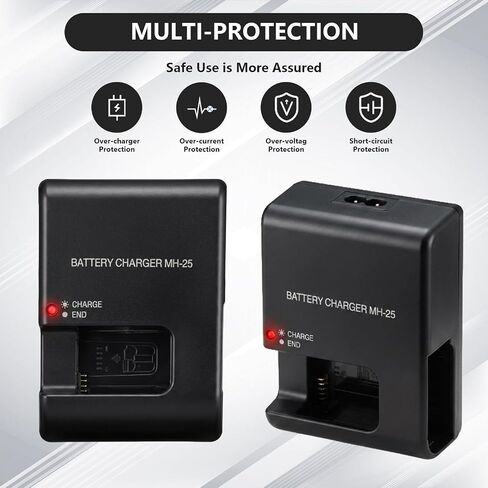 MH-25 EN-EL15 EN-EL15a EN-EL15b Battery Charger Compatible for Nikon D500 D600 D610 D750 D780 D800 D810 D810A D850 D7000 D7100 D7200 D7500 Coolpix Z1 Z5 Z6 Z6 II Z6 III Z7 Z7 II Z8 V1 1V1 Cameras in Kuwait