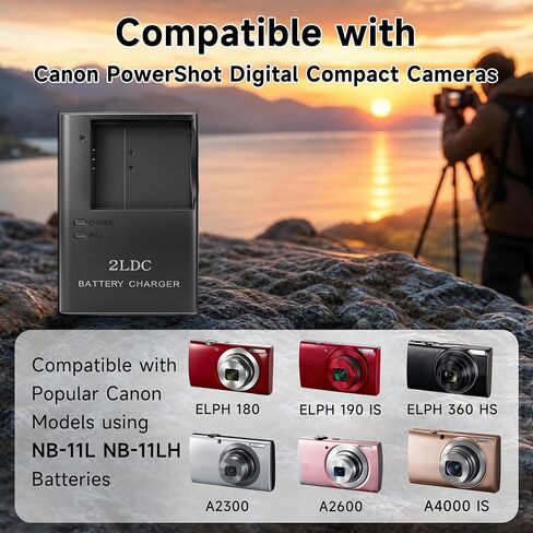 NB-11L NB-11LH Camera Battery Charger for Canon PowerShot ELPH 110 HS 160 170 is 320 340 HS, IXUS 125 HS, PowerShot A2300 A2400 is A2500 A3500 is, Replacement for CB-2LDC CB-2LD CB-2LF Charger in Kuwait