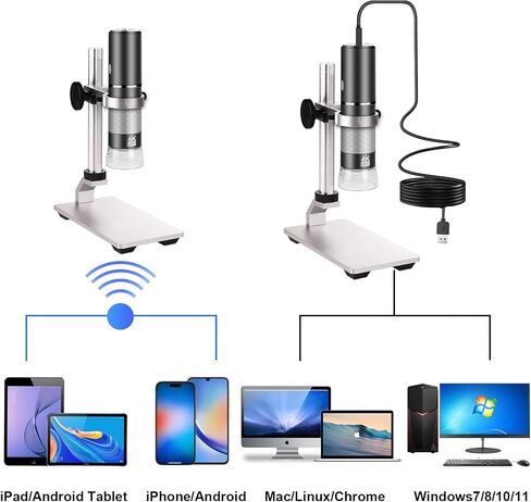 4K Microscope with Metal Pro Stand, Digital Microscope Camera 3840x2160 Resolution, 50X-1000X Magnification USB Microscope, Compatible with iPhone Android Tablets Mac Chrome Linux Windows in Kuwait