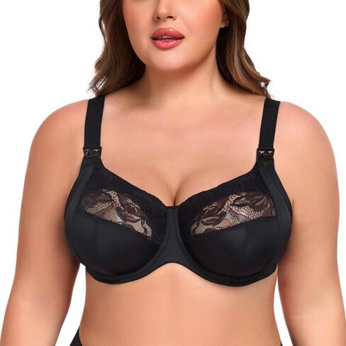 Breastfeeding Nursing Bras Underwire Full Coverage | Plus Size Supportive Nursing Bras Breastfeeding Push Up in Kuwait
