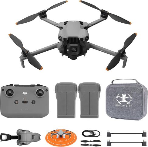 DJI Mini 5 Pro Drone with Camera, 1-Inch CMOS, Omnidirectional Obstacle Sensing, ActiveTrack 360°, 225° Gimbal Rotation, 20km Transmission, 4K Drone for Beginners, Includes 2 Batteries & Carrying Case in Kuwait