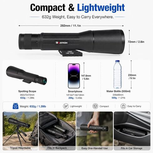 12X62 HD Monocular Telescope with Metal Tripod, 62mm Large Objective BAK4 Prism FMC Coated IPX7 Waterproof Fogproof Monocular for Bird Watching Concert Hunting Stargazing Hiking in Saudi Arabia