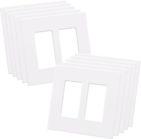 AIDA 2-Gang Midsize Screwless Decorative Light Switch Cover Plates, Decorative Wall Plates - Matte White, 4-Pack Unbreakable Thermoplastic Switch Plates, UL Listed, 4.8" H x 4.94" L in Kuwait