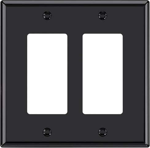 AIDA 2-Gang Midsize Screwless Decorative Light Switch Cover Plates, Decorative Wall Plates - Matte White, 4-Pack Unbreakable Thermoplastic Switch Plates, UL Listed, 4.8" H x 4.94" L in Kuwait