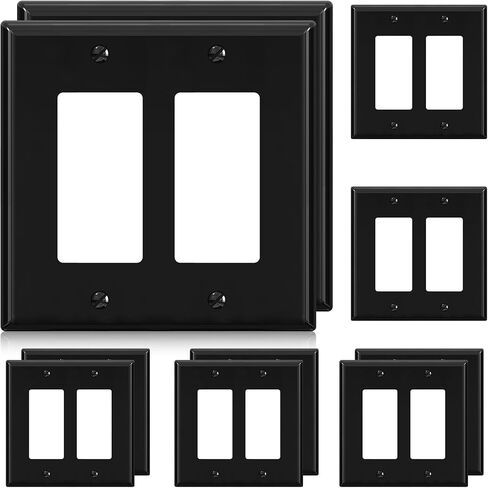 AIDA 2-Gang Midsize Screwless Decorative Light Switch Cover Plates, Decorative Wall Plates - Matte White, 4-Pack Unbreakable Thermoplastic Switch Plates, UL Listed, 4.8" H x 4.94" L in Kuwait