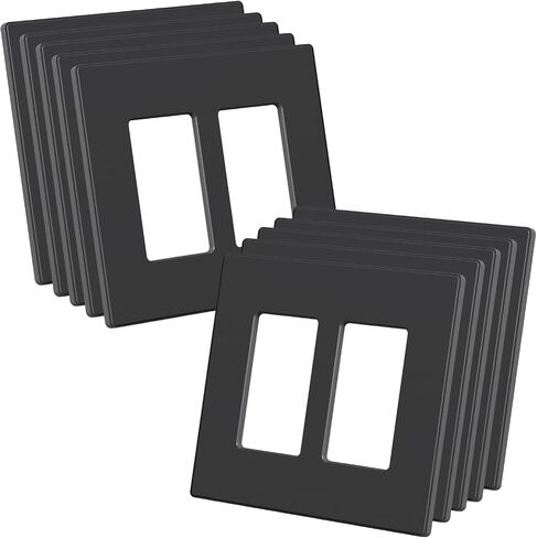 AIDA 2-Gang Midsize Screwless Decorative Light Switch Cover Plates, Decorative Wall Plates - Matte White, 4-Pack Unbreakable Thermoplastic Switch Plates, UL Listed, 4.8" H x 4.94" L in Kuwait