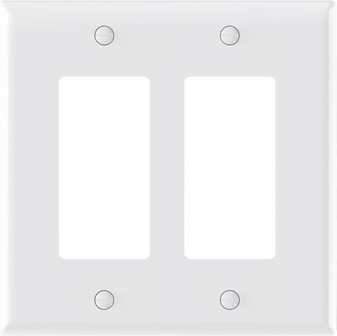 AIDA 2-Gang Midsize Screwless Decorative Light Switch Cover Plates, Decorative Wall Plates - Matte White, 4-Pack Unbreakable Thermoplastic Switch Plates, UL Listed, 4.8" H x 4.94" L in Kuwait