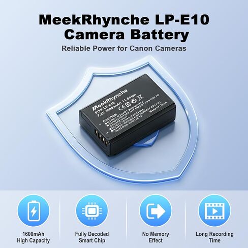 2-Pack of LP-E10 Batteries for Canon EOS Rebel T7 T6 T5 T3, Kiss X50 X70, EOS 1100D 1200D 1300D 2000D Camera in Kuwait