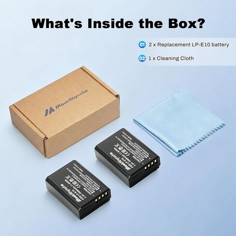2-Pack of LP-E10 Batteries for Canon EOS Rebel T7 T6 T5 T3, Kiss X50 X70, EOS 1100D 1200D 1300D 2000D Camera in Kuwait
