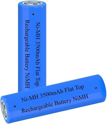 2 Pcs Ni-MH Battery Rechargeable, NiMH 3500 mAh Flat Top Rechargeable Batteries for Camera, LED Flashlight, Headlamp, Remote Control, Mini Fans, etc, Size: 18 * 65mm/0.7 * 2.55inch in Kuwait