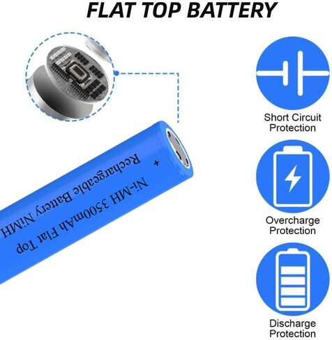 2 Pcs Ni-MH Battery Rechargeable, NiMH 3500 mAh Flat Top Rechargeable Batteries for Camera, LED Flashlight, Headlamp, Remote Control, Mini Fans, etc, Size: 18 * 65mm/0.7 * 2.55inch in Kuwait