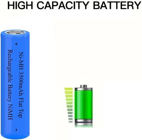 2 Pcs Ni-MH Battery Rechargeable, NiMH 3500 mAh Flat Top Rechargeable Batteries for Camera, LED Flashlight, Headlamp, Remote Control, Mini Fans, etc, Size: 18 * 65mm/0.7 * 2.55inch in Kuwait