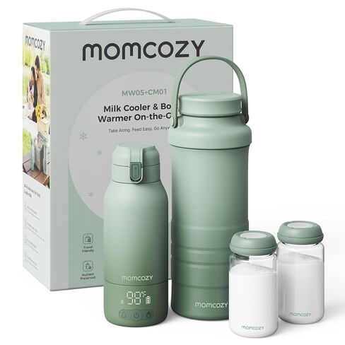 Momcozy Portable Bottle Warmer & Breastmilk Cooler Set On-the-Go Essentials | Nutrient Preserved, 24 Hours Cooling, Fast & Even Warming, Travel-Friendly, Easy Use, Large Capacity, Gift for Baby Registry in Kuwait