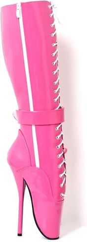 High Heels 18CM Ballet Boots Lace Up,Pink-11 in Kuwait