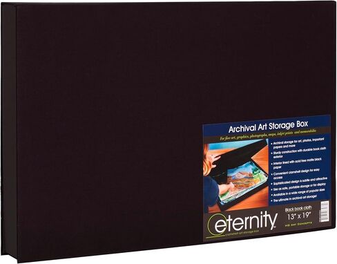 HG Art Concepts Eternity Archival Clamshell Photo Storage Box, Black - 16"x20" - For Storing Artwork, Photos & Documents, Deluxe Acid-Free, Sturdy & Lined With Archive-Quality Paper in Kuwait