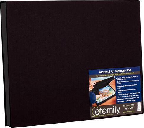 HG Art Concepts Eternity Archival Clamshell Photo Storage Box, Black - 16"x20" - For Storing Artwork, Photos & Documents, Deluxe Acid-Free, Sturdy & Lined With Archive-Quality Paper in Kuwait
