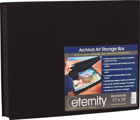 HG Art Concepts Eternity Archival Clamshell Photo Storage Box, Black - 16"x20" - For Storing Artwork, Photos & Documents, Deluxe Acid-Free, Sturdy & Lined With Archive-Quality Paper in Kuwait