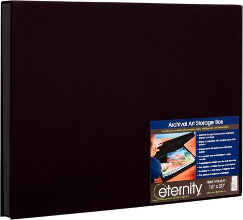 HG Art Concepts Eternity Archival Clamshell Photo Storage Box, Black - 16"x20" - For Storing Artwork, Photos & Documents, Deluxe Acid-Free, Sturdy & Lined With Archive-Quality Paper in Kuwait