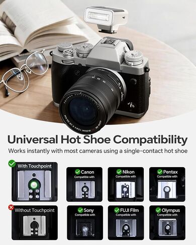 PHOTOOLEX G02 Mini Camera Flash GN10 45g USB-C Speedlite | Universal hot shoe. GN10 output. 6500K daylight color. 0.1s recycle. 45g pocket flash with USB-C fast charging in Kuwait