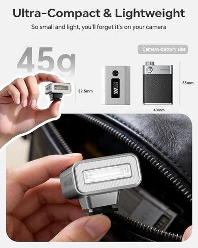 PHOTOOLEX G02 Mini Camera Flash GN10 45g USB-C Speedlite | Universal hot shoe. GN10 output. 6500K daylight color. 0.1s recycle. 45g pocket flash with USB-C fast charging in Kuwait