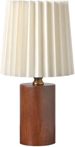 Pleated Table Lamp, Small Boho Decorative Nursery Nightstand Light, Solid Wood Base Pleated Shade Desk Lamp for Bedroom,Living Room, Office in Kuwait