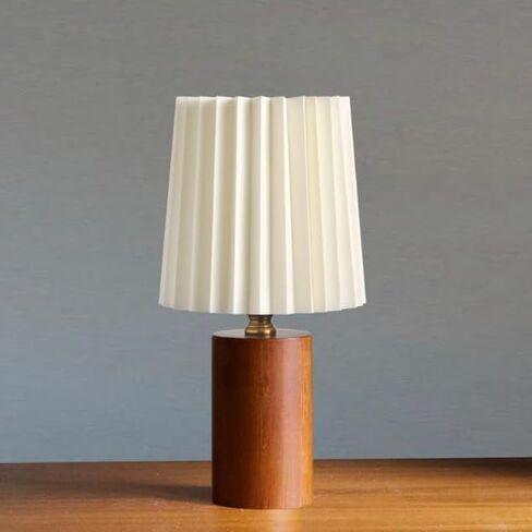 Pleated Table Lamp, Small Boho Decorative Nursery Nightstand Light, Solid Wood Base Pleated Shade Desk Lamp for Bedroom,Living Room, Office in Kuwait