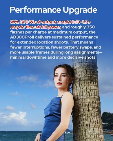 GODOX AD300 Pro II AD300Pro II Outdoor Strobe, 300Ws 2.4G TTL HSS 1/8000s, 0.01-1.5s Recycle, 350 Flashes, One-Tap Sync for X3/X3Pro, 12W Bi-Color Modeling Lamp, 1/512-1/1 Power, HD Color Screen in Kuwait