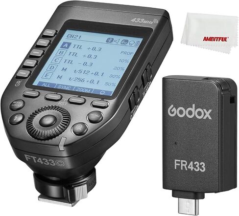 Godox FT433 C TTL Wireless Flash Trigger for Canon, 433MHz, HSS 1/8000s, 100m Range, LCD, 32 Ch, 1-99 ID, Front/Rear Curtain Sync, Bluetooth App Control, TCM, Single-Contact Rapid-Fire in Kuwait