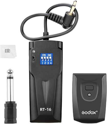 Godox RT-16 Wireless Flash Trigger Kit,2 in 1 Transmitter with Receiver for Studio Strobe Flash Photography,433MHz 16 Channels Trigger Compatible with Canon Nikon Sony Fujifilm Olympus Pentax Camera in Kuwait