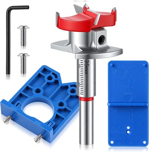 Shimeyao 35mm Forstner Bit Cabinet Hinge Jig Concealed Hinge Drill Bit | Adjustable, Template for Cabinet Door Woodworking Cupboard Installation in Kuwait