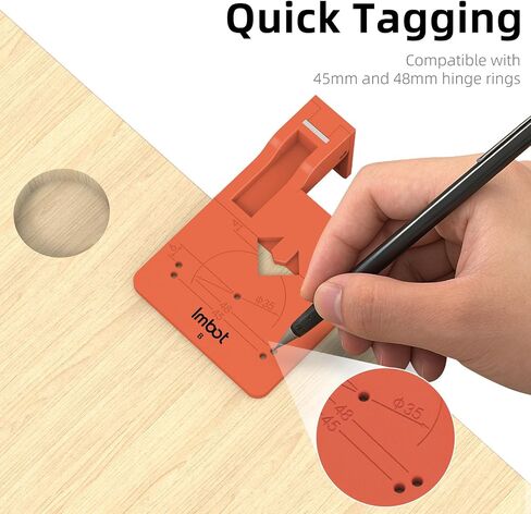 Imbot 35mm Concealed Hinge Jig，Hidden Hinge Positioning Ruler，Strong Magnetic Positioning Stopper Specialized Simple Gap-Leaving Tool for Cabinet Doors Woodworking Hardware Fixture Installation in Kuwait