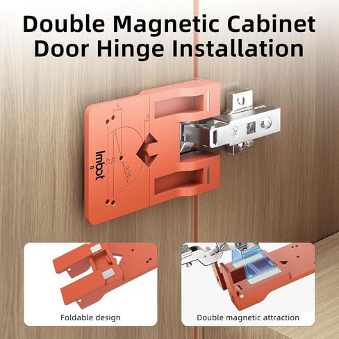 Imbot 35mm Concealed Hinge Jig，Hidden Hinge Positioning Ruler，Strong Magnetic Positioning Stopper Specialized Simple Gap-Leaving Tool for Cabinet Doors Woodworking Hardware Fixture Installation in Kuwait